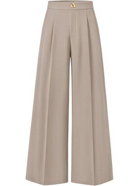 Women's Brown Wide Leg High Waisted Casual Loose Flowy Fashionable Palazzo Pants